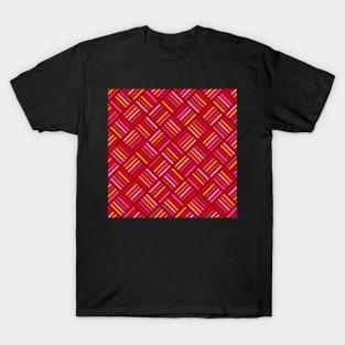 Herringbone Pattern Red and Pink T-Shirt